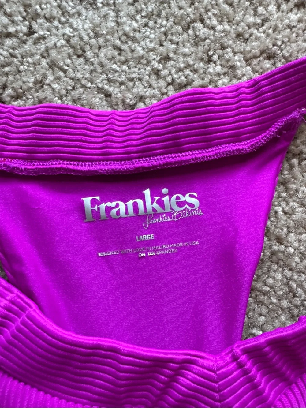 Frankies Bikinis Hot Pink Ribbed cheeky Bottom